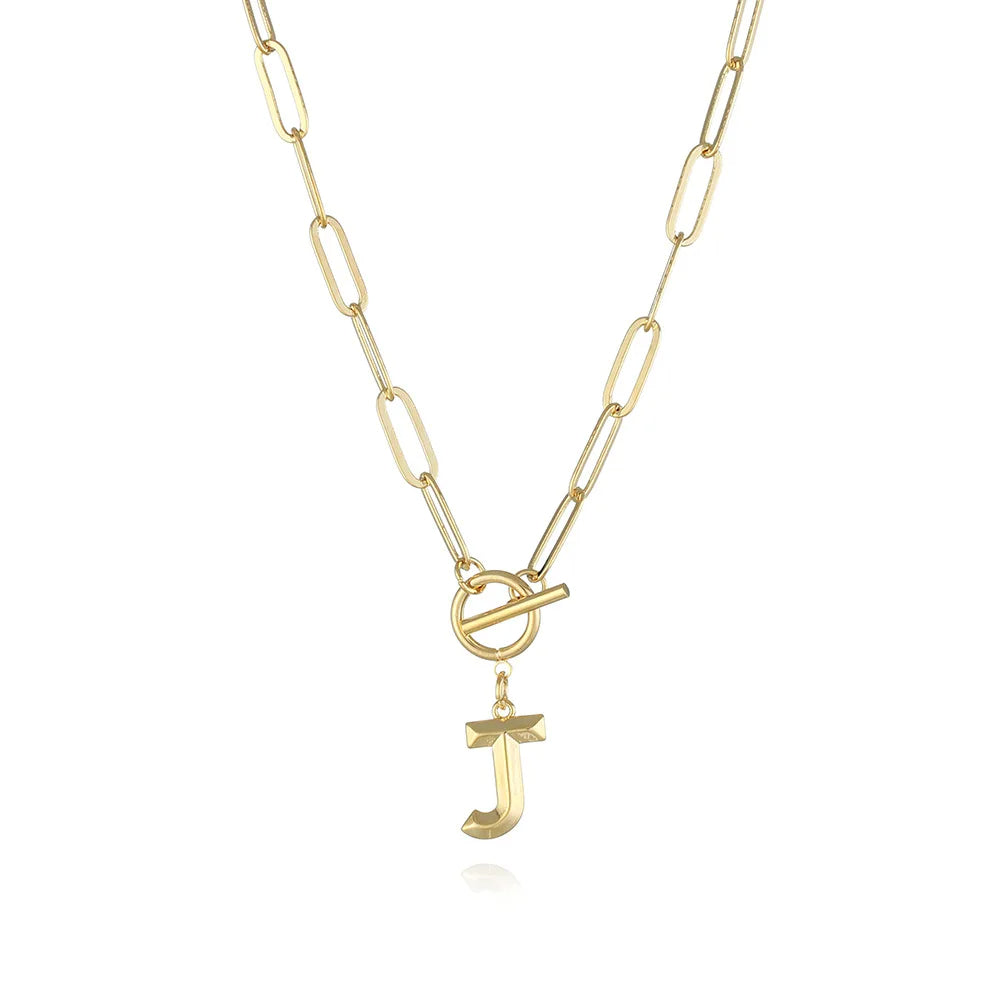 A-Z Initial Toggle Paperclip Necklace