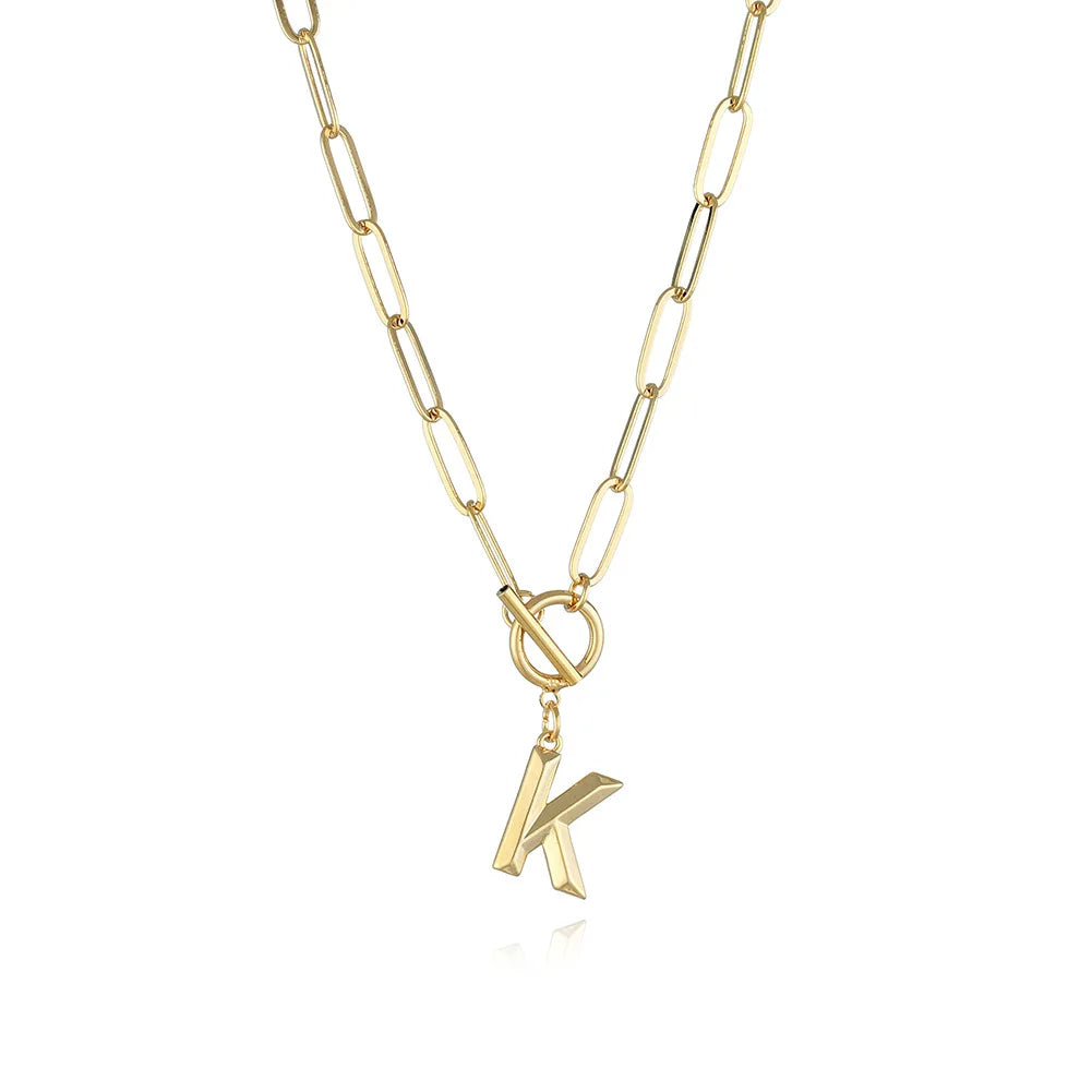 A-Z Initial Toggle Paperclip Necklace