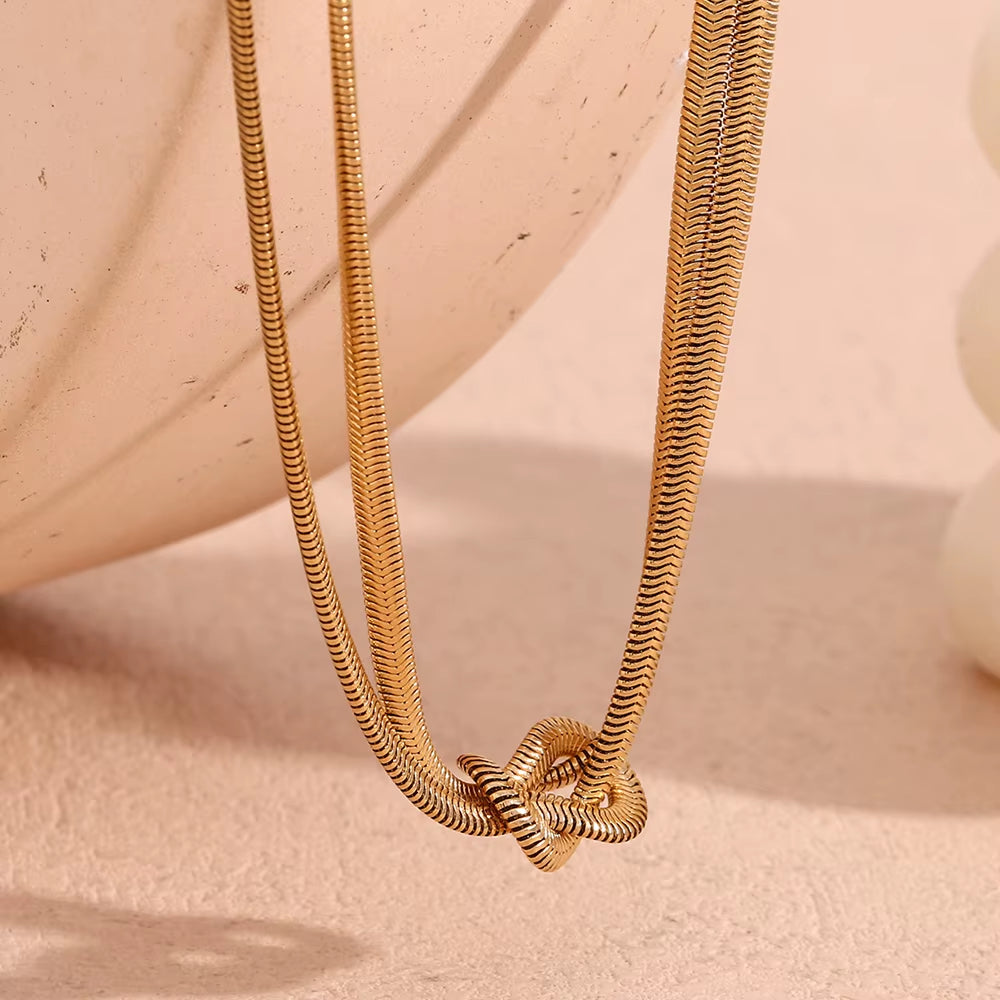 Dual Knot Snake Chain Necklace