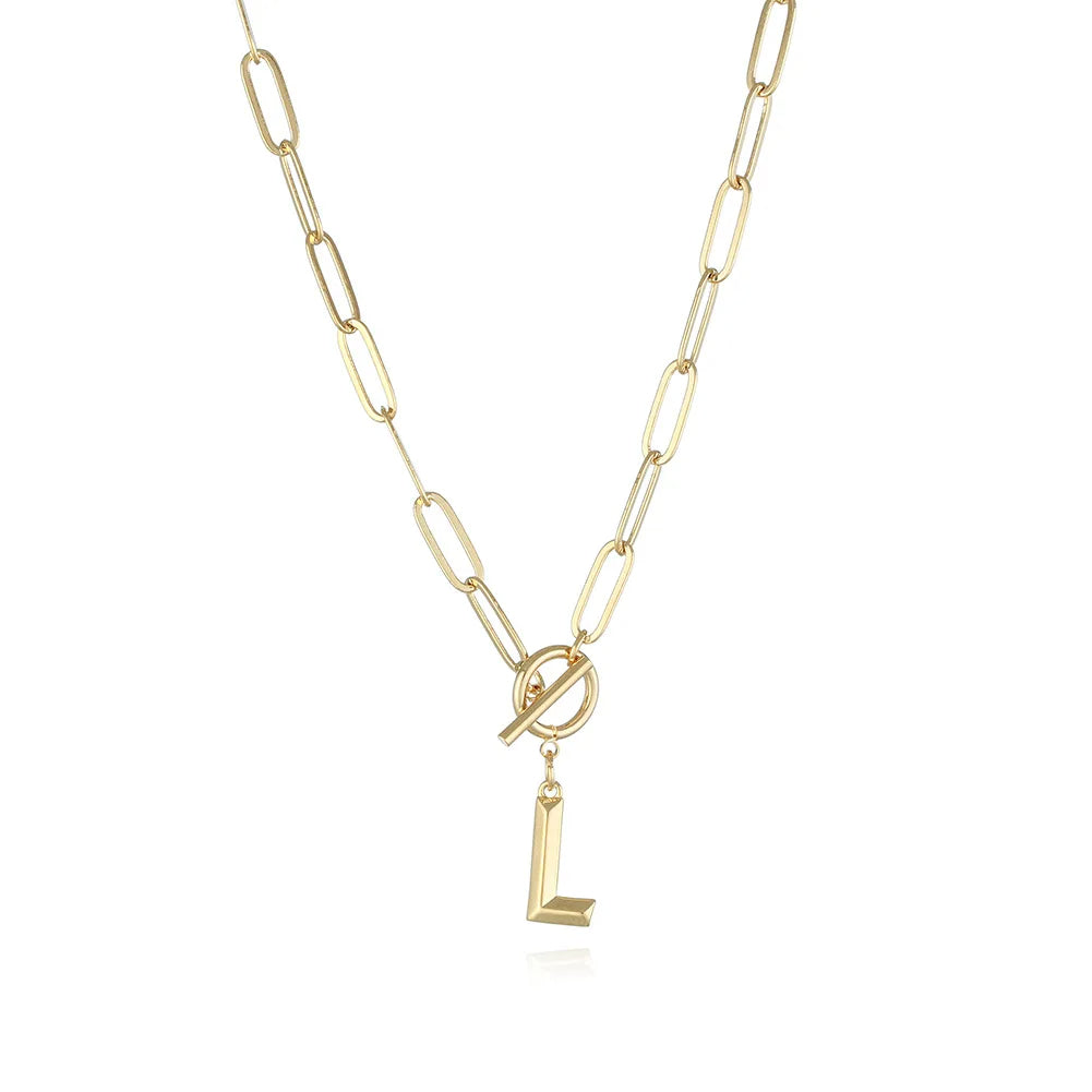 A-Z Initial Toggle Paperclip Necklace