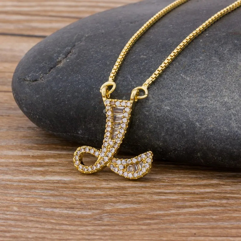 A-Z Curved Diamond Initial Necklace