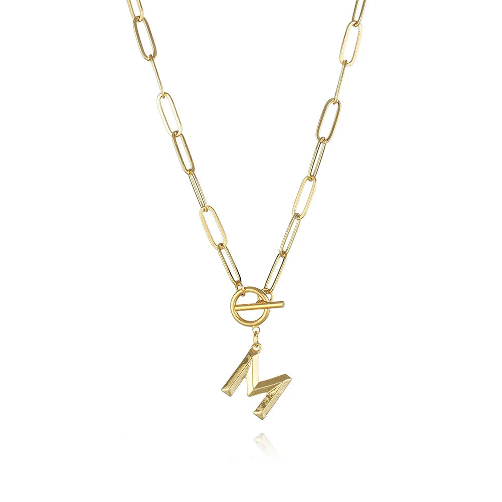A-Z Initial Toggle Paperclip Necklace