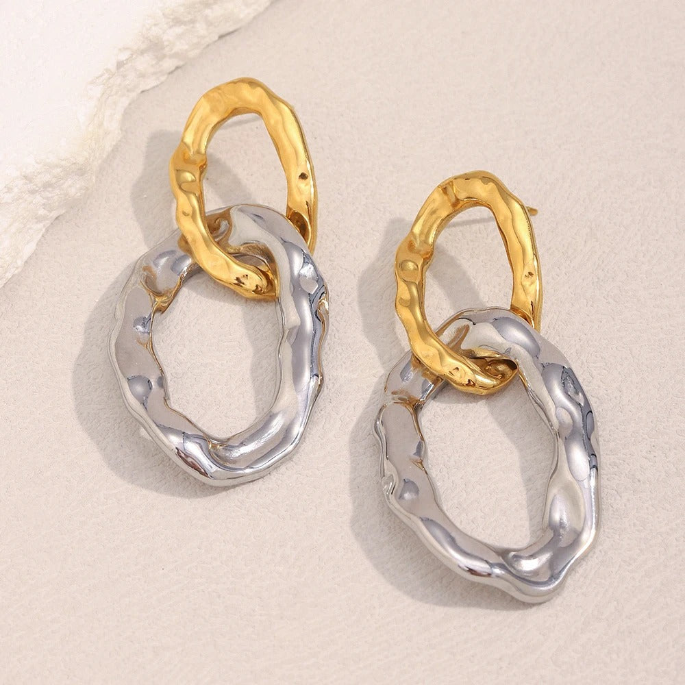 Exaggerated Double Hoops Stud Earrings