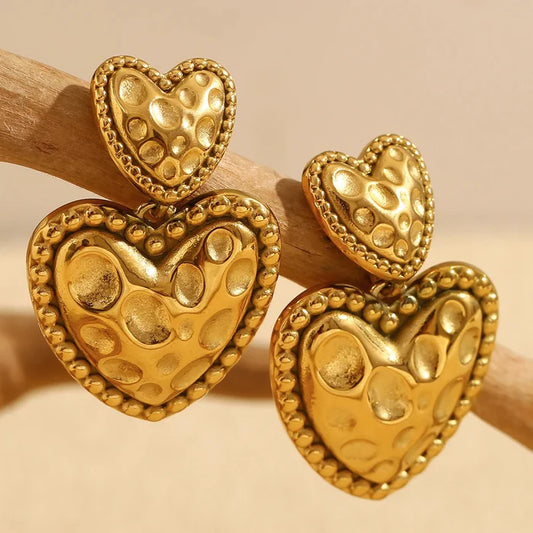 Textured Heart Beaded Earrings