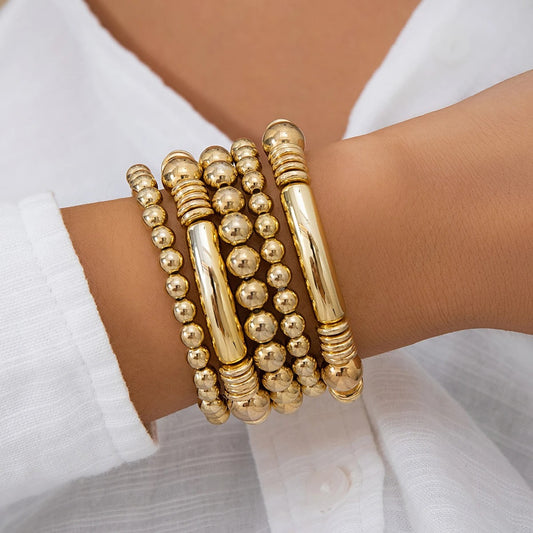 Chunky Round Bead Bracelet Stack