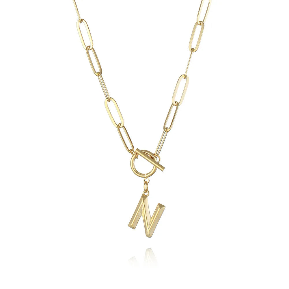 A-Z Initial Toggle Paperclip Necklace