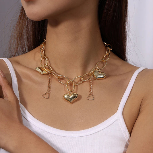 Five Hearts Statement Necklace