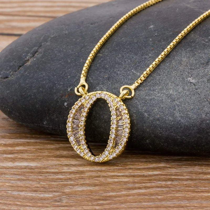 A-Z Curved Diamond Initial Necklace