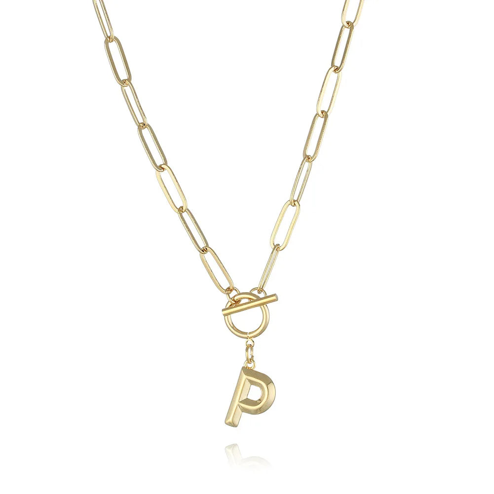 A-Z Initial Toggle Paperclip Necklace