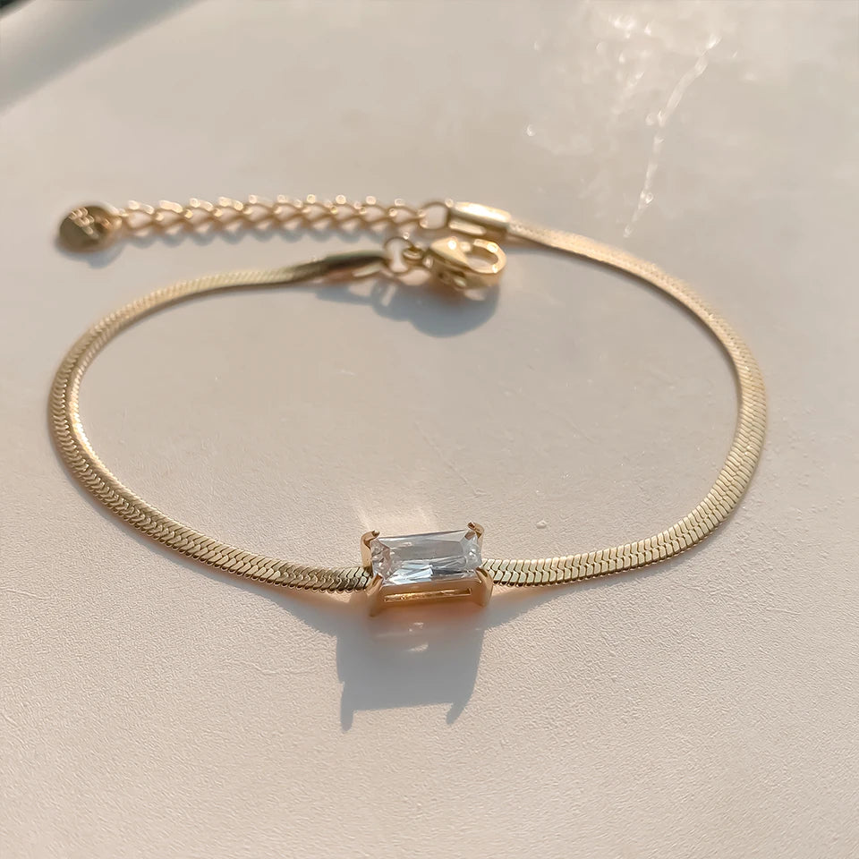 Baguette Crystal Herringbone Necklace