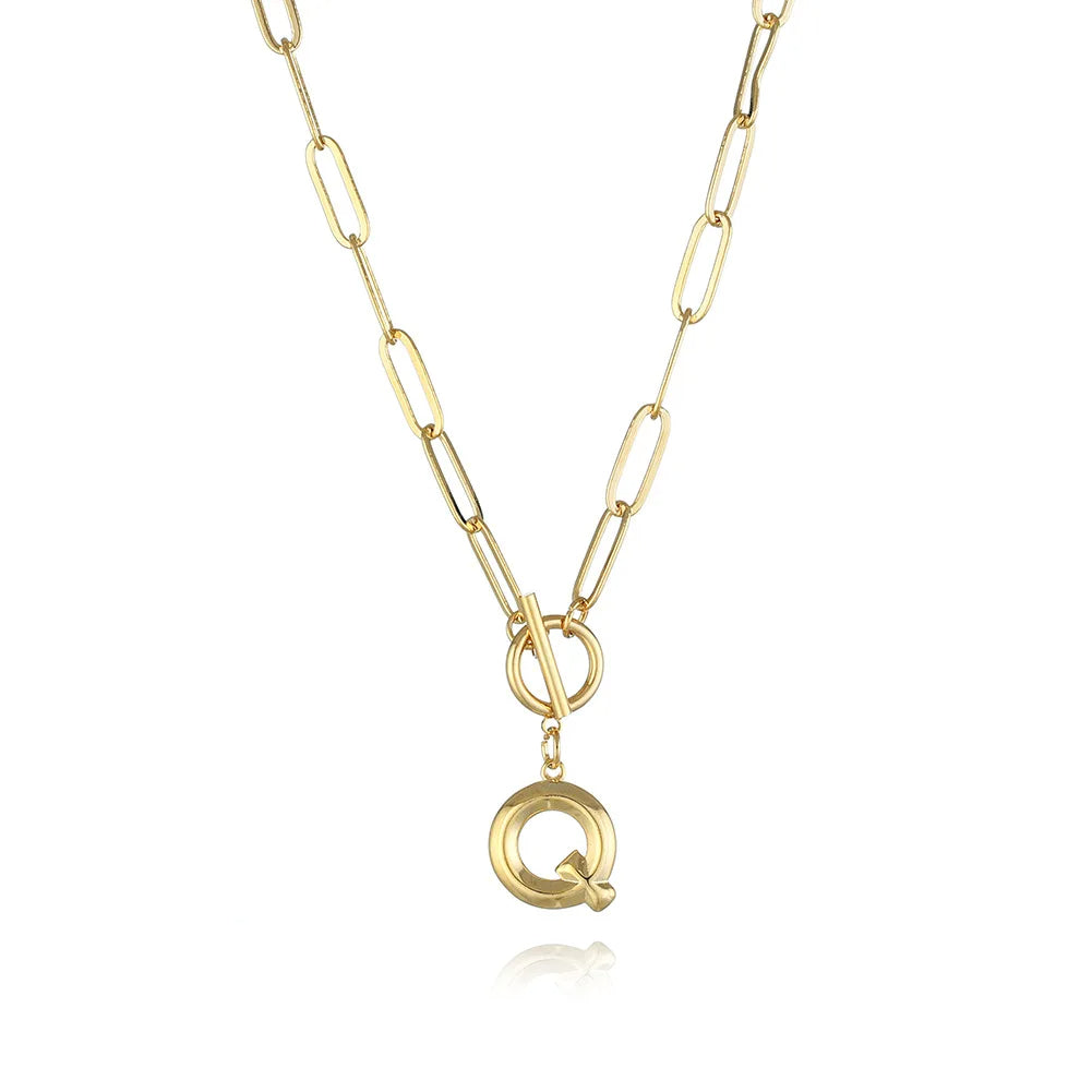 A-Z Initial Toggle Paperclip Necklace
