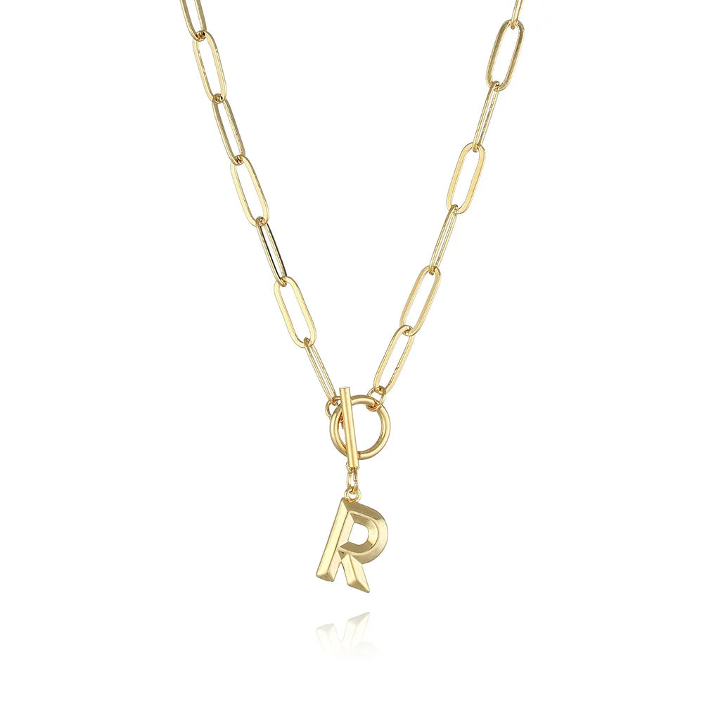 A-Z Initial Toggle Paperclip Necklace