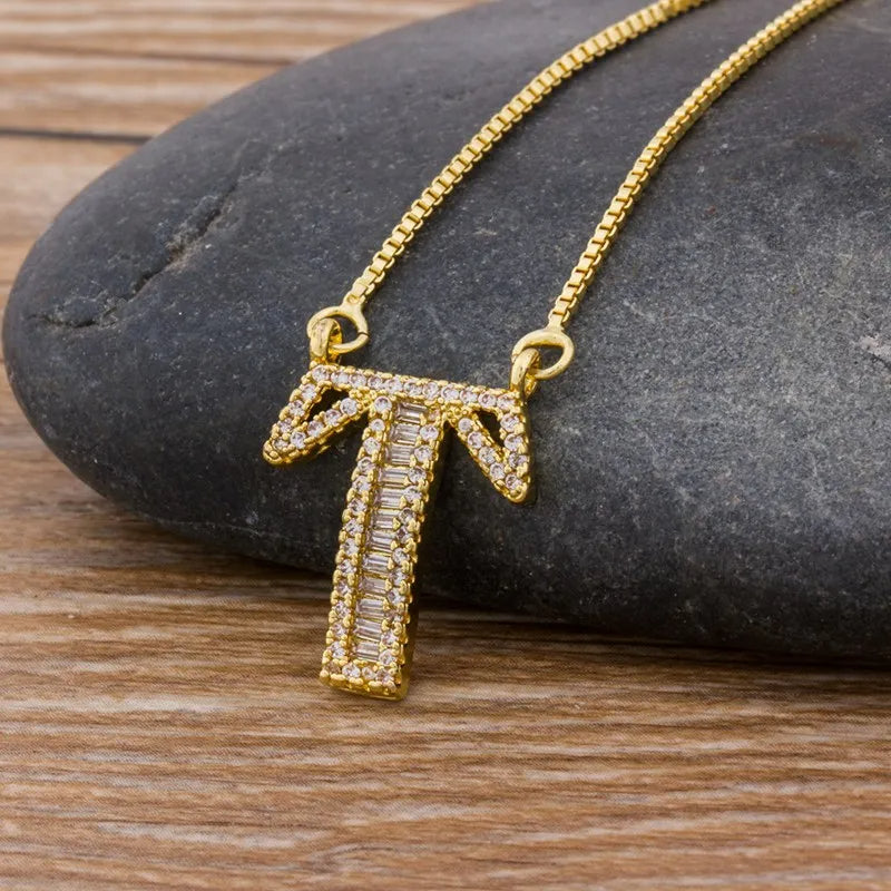 A-Z Curved Diamond Initial Necklace