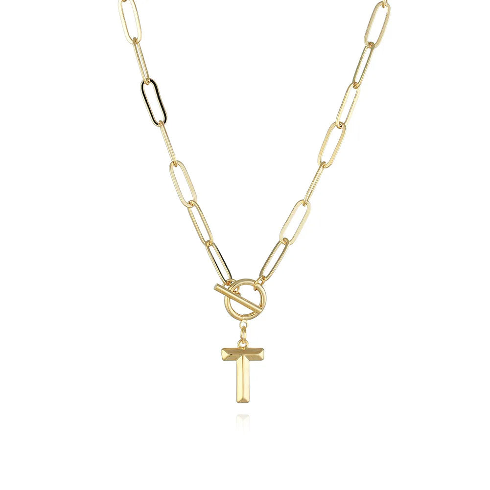 A-Z Initial Toggle Paperclip Necklace