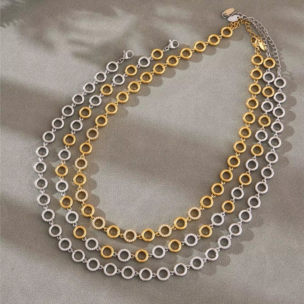 3pc Circle Link Chain Necklace