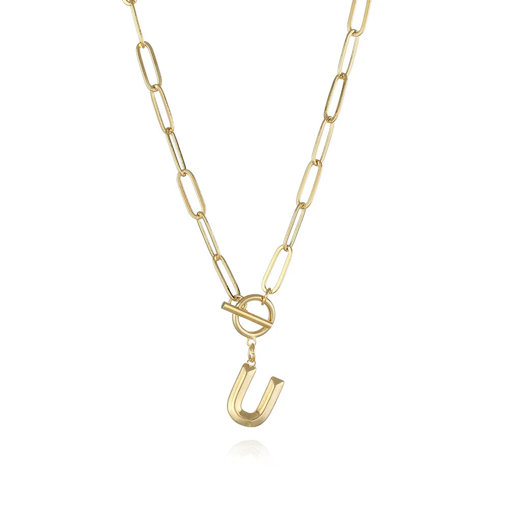 A-Z Initial Toggle Paperclip Necklace