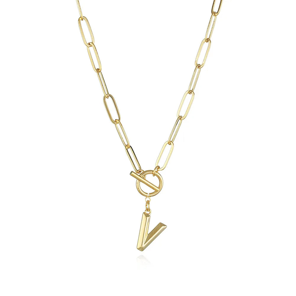 A-Z Initial Toggle Paperclip Necklace