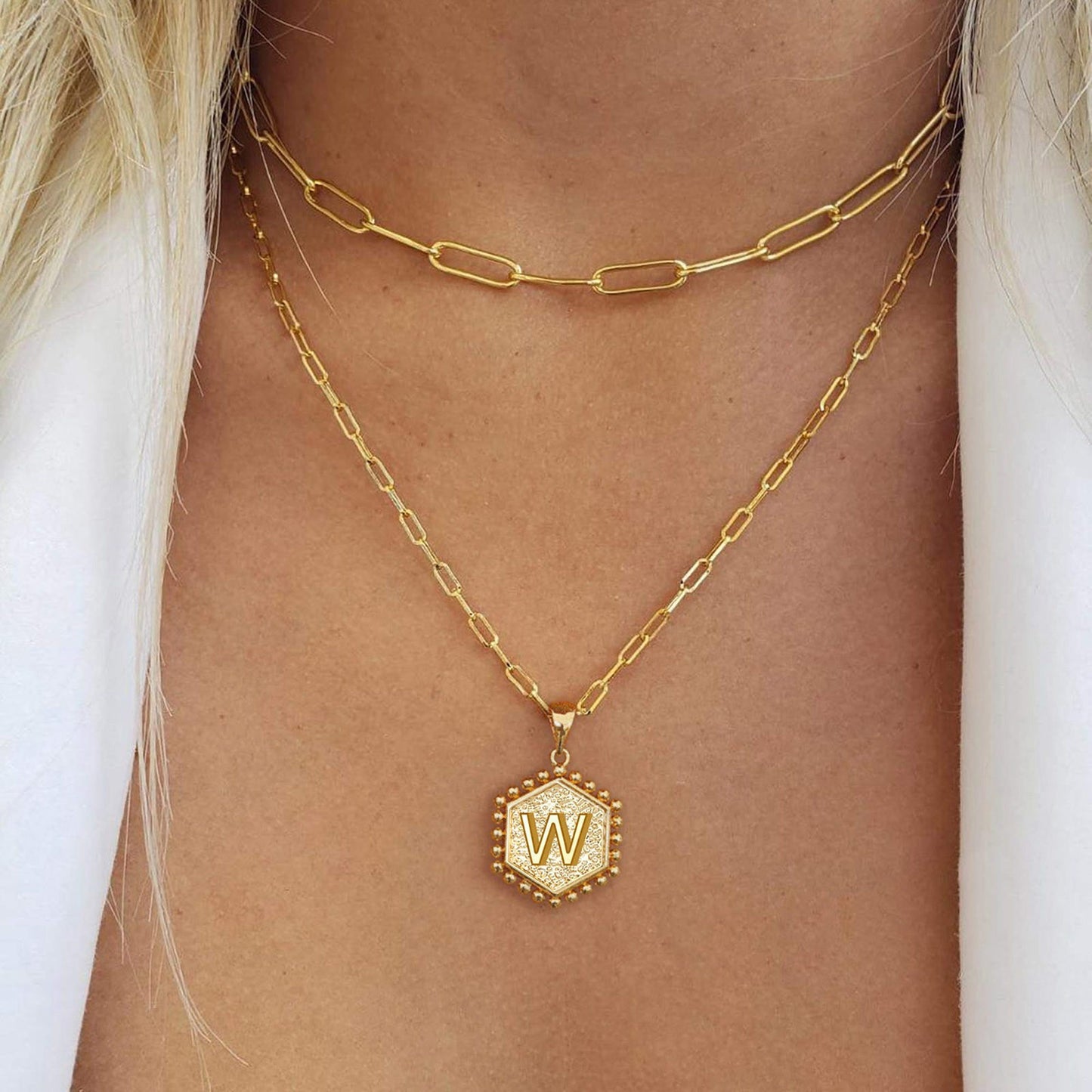 A-Z Hexagon Initial Layered Necklace