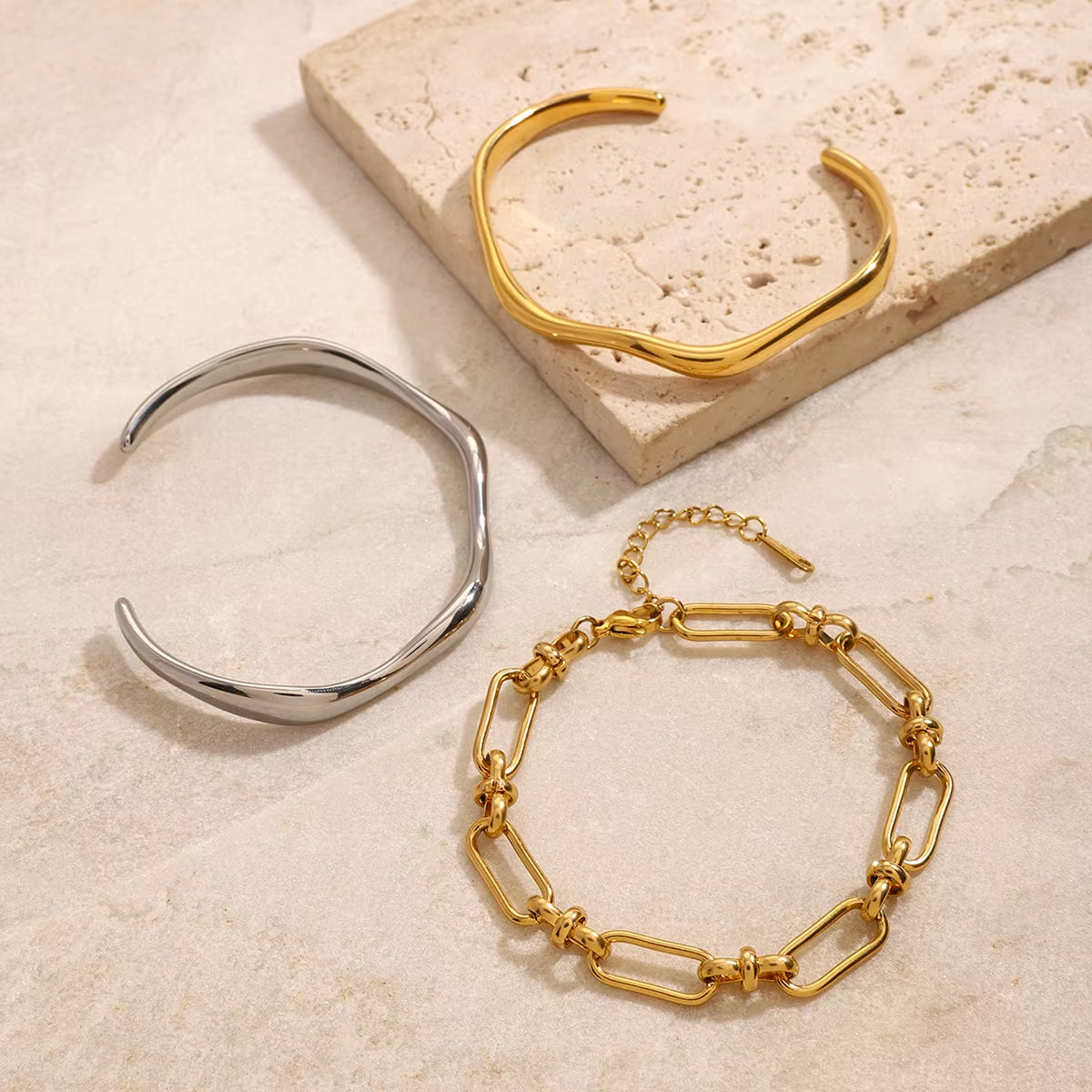 3pc Bending Wave Bracelet Stack