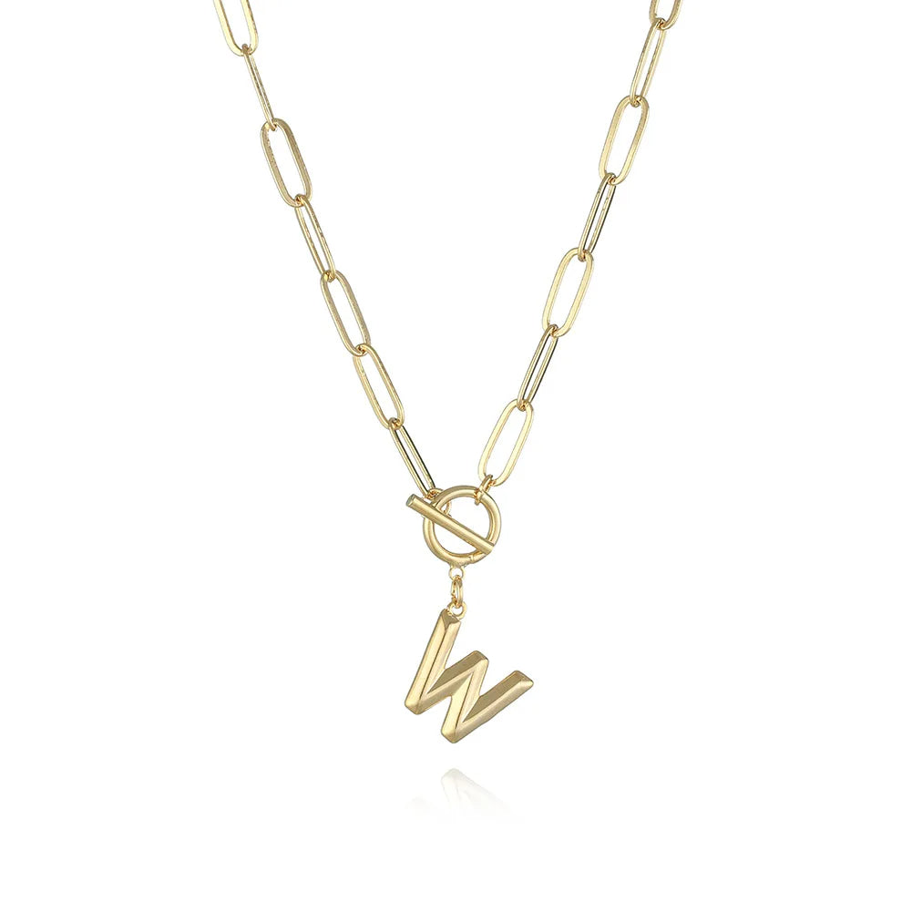 A-Z Initial Toggle Paperclip Necklace