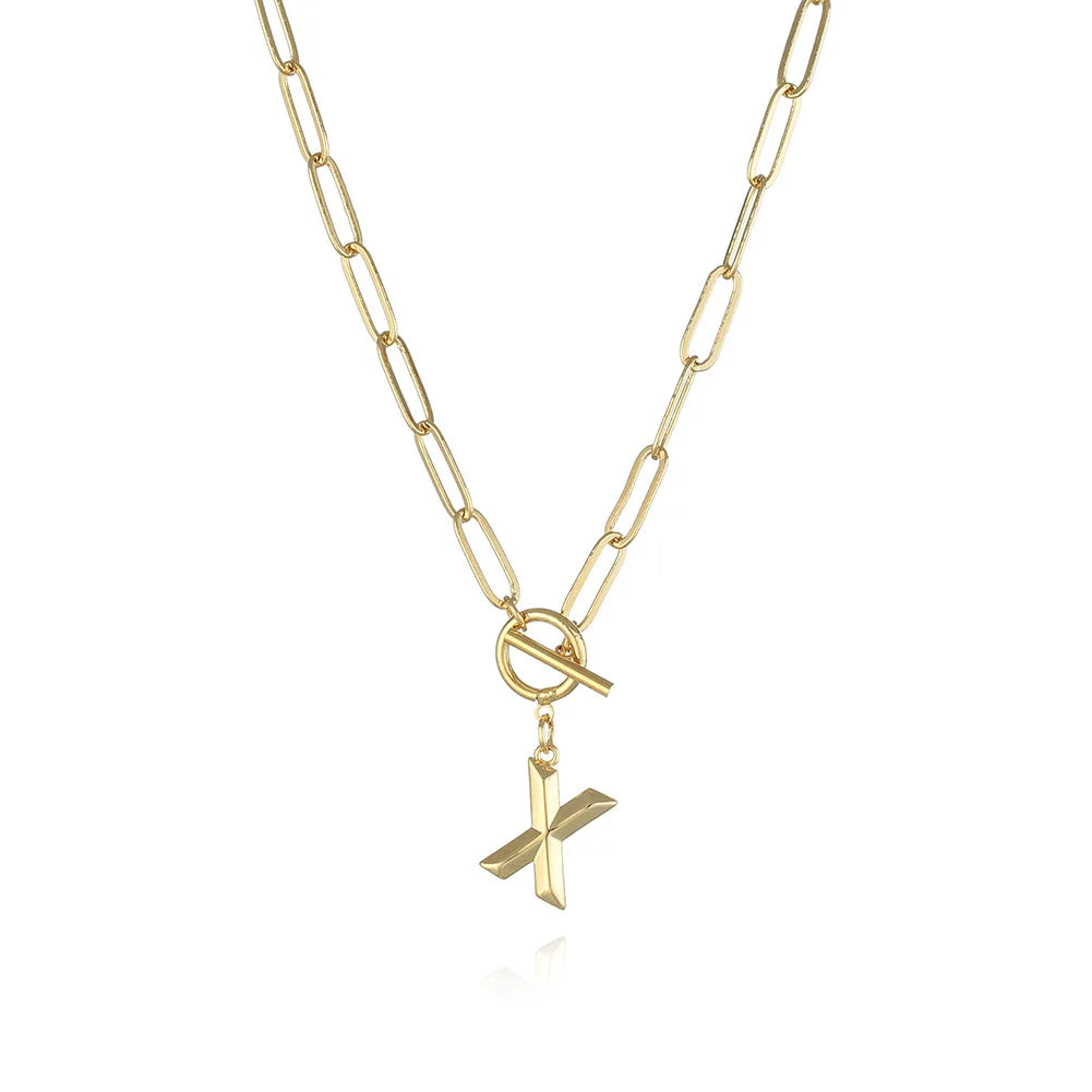 A-Z Initial Toggle Paperclip Necklace