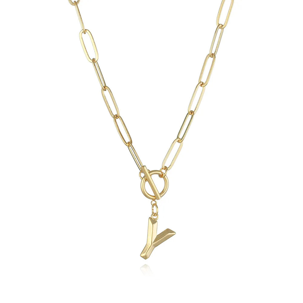 A-Z Initial Toggle Paperclip Necklace