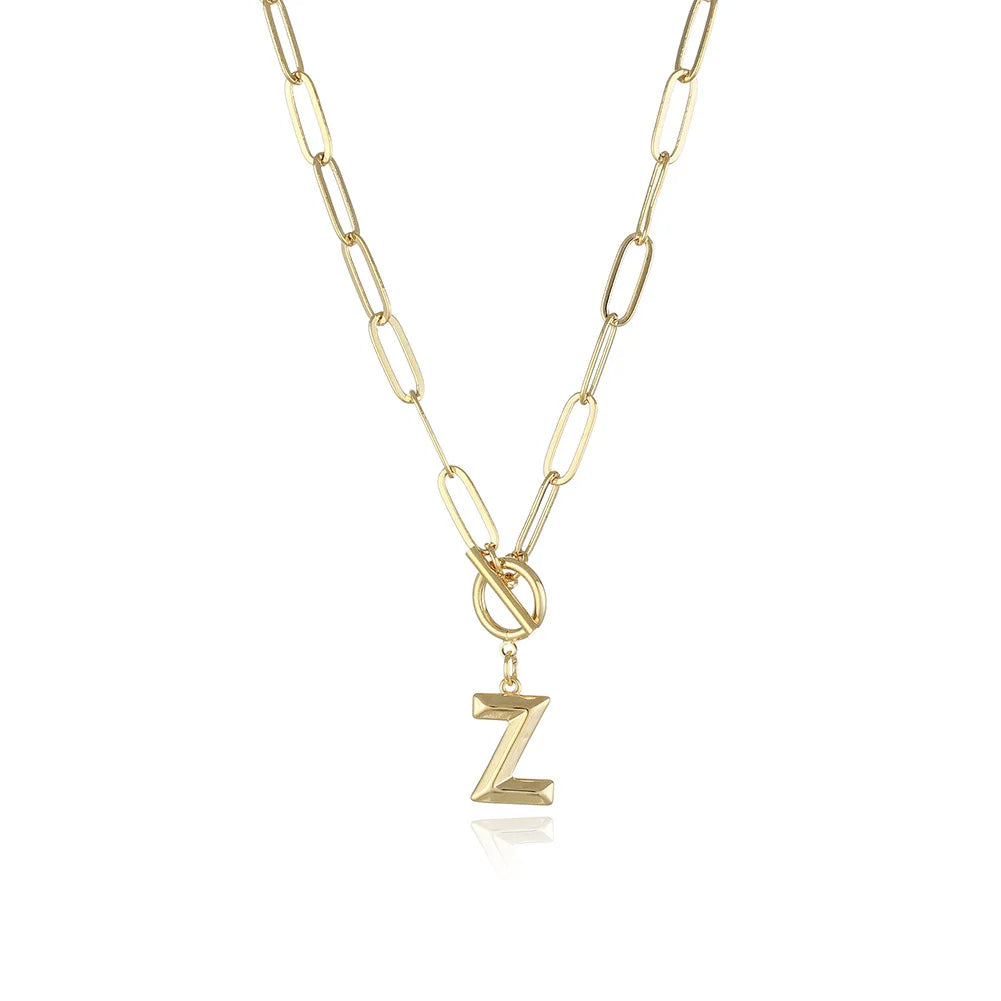 A-Z Initial Toggle Paperclip Necklace
