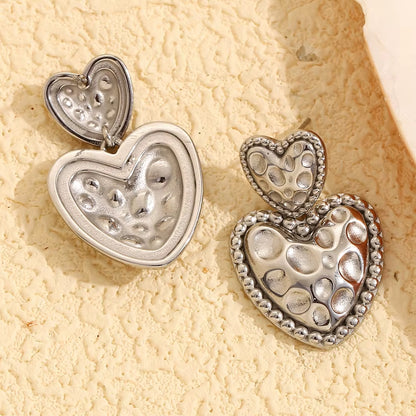 Textured Heart Beaded Earrings