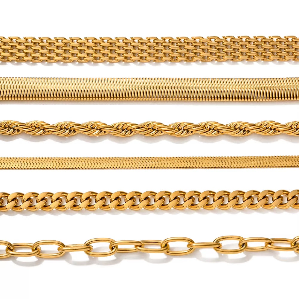 6pc Everyday Chain Bracelet Stack