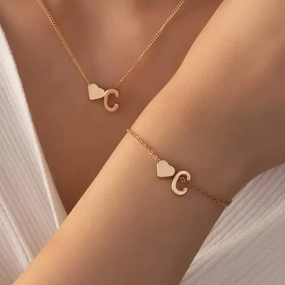 A-Z Heart Initial Jewelry Set