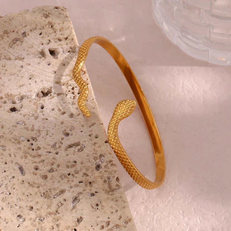 Adjustable Sleek Snake Cuff Bracelet