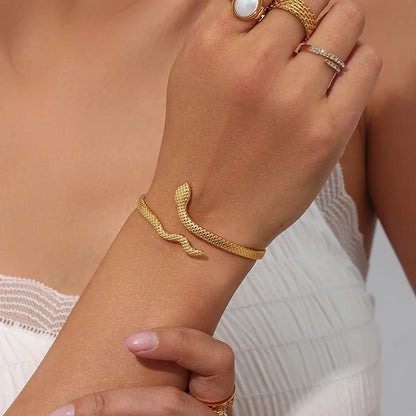 Adjustable Sleek Snake Cuff Bracelet