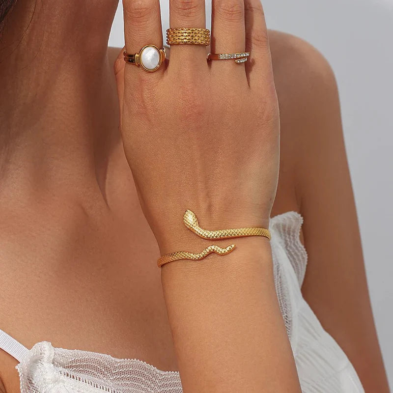 Adjustable Sleek Snake Cuff Bracelet