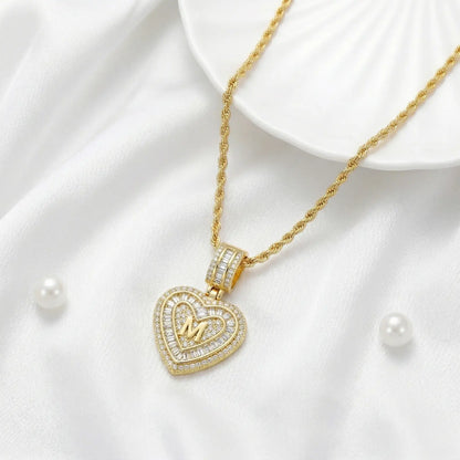 Diamond Heart Initial Necklace