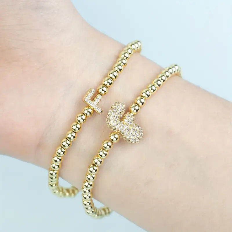 A-Z Bubble Initial Beaded Bracelet Set