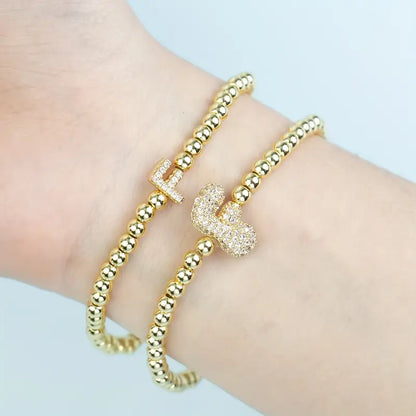 A-Z Bubble Initial Beaded Bracelet Set