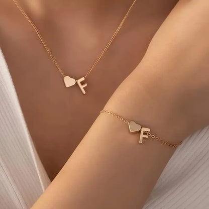 A-Z Heart Initial Jewelry Set