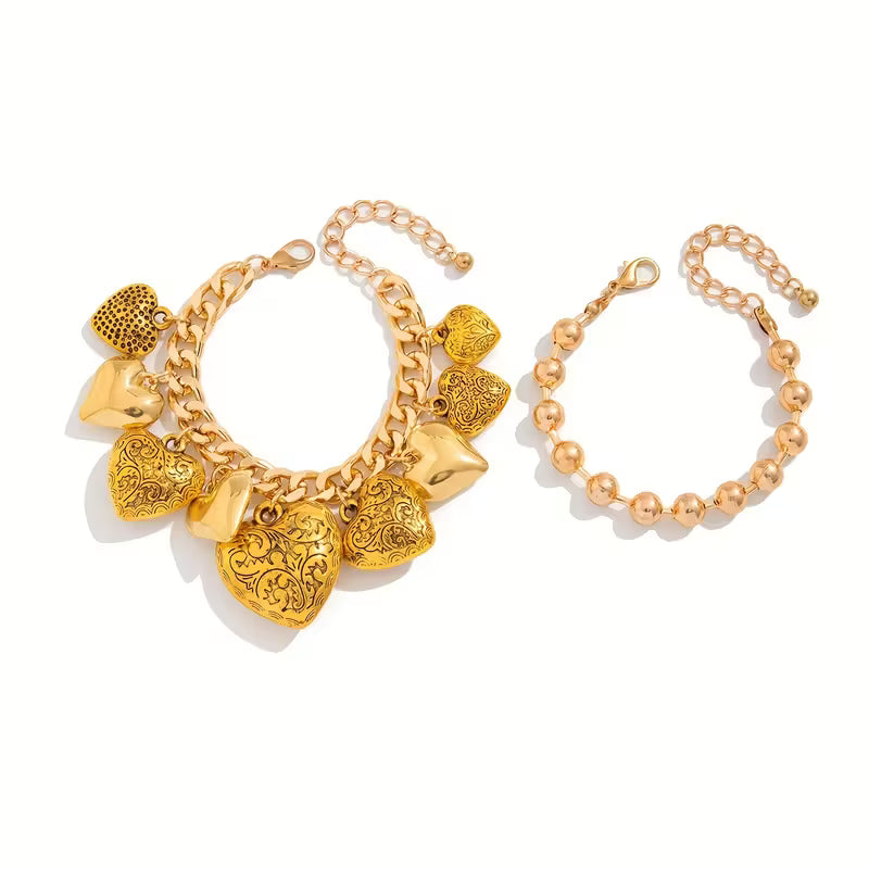 2pc Abundant Heart Bangle Bracelet