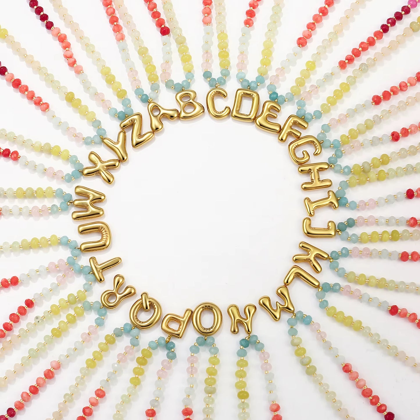 A-Z Bubble Initial Rainbow Necklace