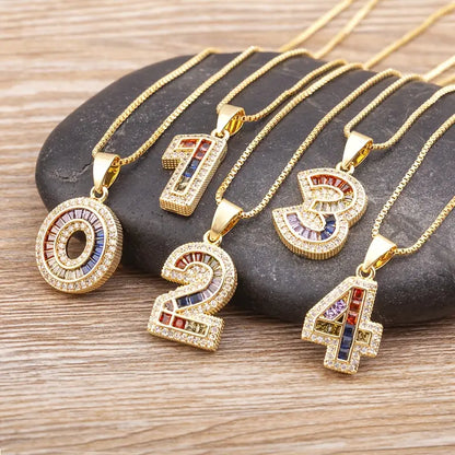 Luxe Number Rainbow Necklace