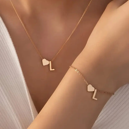 A-Z Heart Initial Jewelry Set