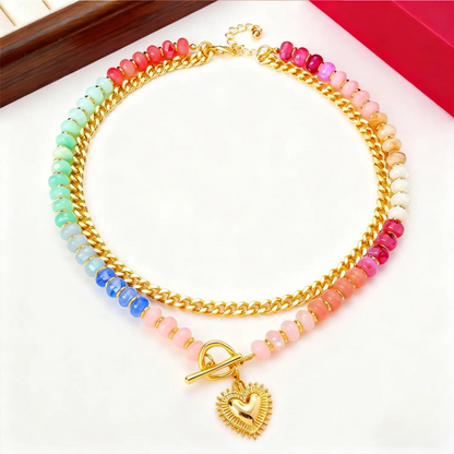 Rainbow Beaded Collar Necklace