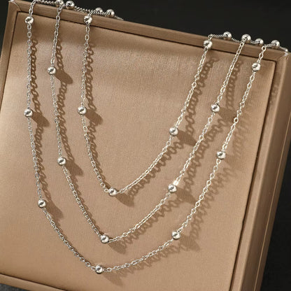 Layered Gold Bead Chain Necklace