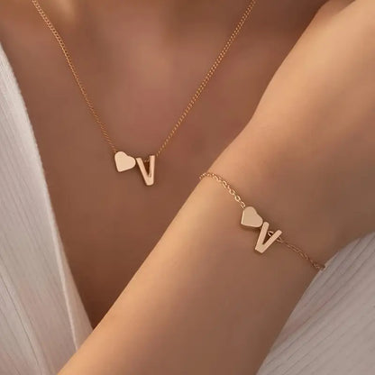 A-Z Heart Initial Jewelry Set