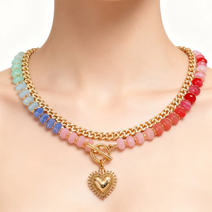 Rainbow Beaded Collar Necklace
