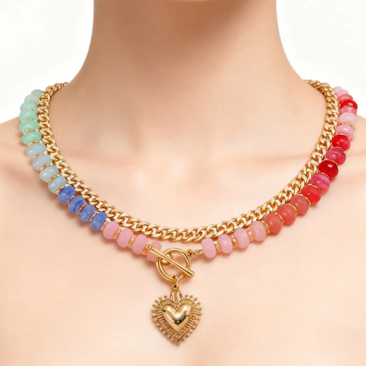 Rainbow Beaded Collar Necklace