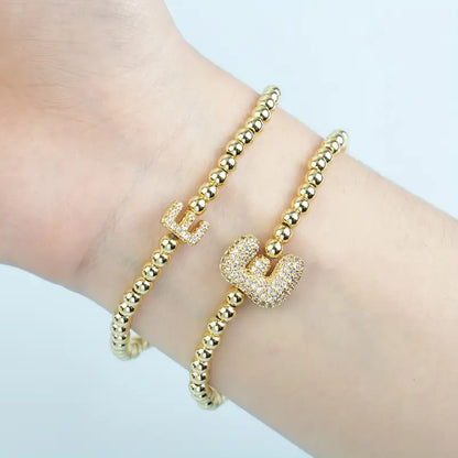 A-Z Bubble Initial Beaded Bracelet Set