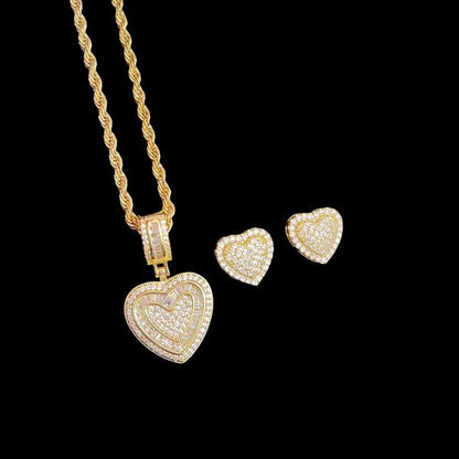 2pc Diamond Heart Jewelry Set