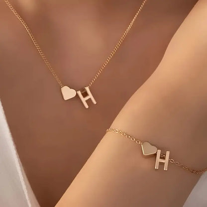 A-Z Heart Initial Jewelry Set