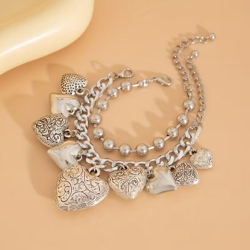 2pc Abundant Heart Bangle Bracelet